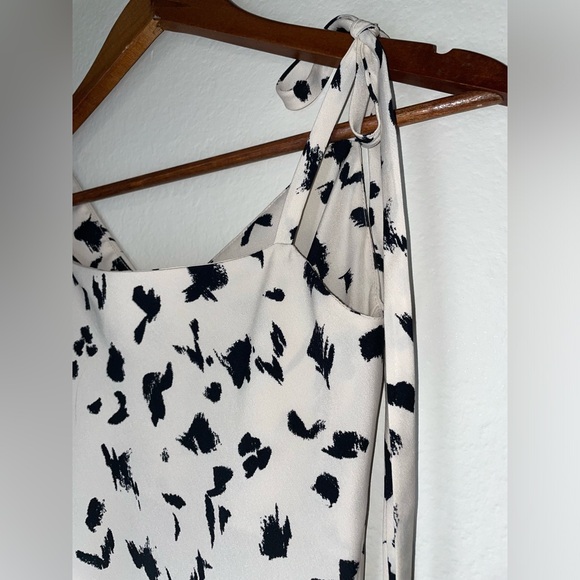 AUDREY 3+1 Leopard Speckled Ink Blot Print Tie Strap Midi Slip Style Dress EUC - Picture 10 of 16